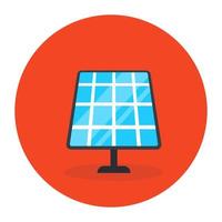 icône de ressource d'énergie solaire au design plat, vecteur de panneau solaire