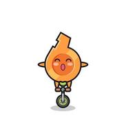 le mignon personnage de sifflet fait du vélo de cirque vecteur