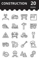 ensemble d'icônes de construction. outils de travail. symboles linéaires vectoriels simples.