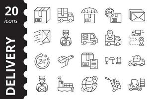 icônes simples d'expédition et de livraison. collection de symboles de contour vectoriel. vecteur