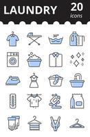 ensemble d'icônes linéaires de blanchisserie. concept de service de blanchisserie. collection de symboles de lavage en couleur. vecteur