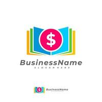 modèle vectoriel de logo de livre d'argent, concepts de conception de logo d'argent créatif