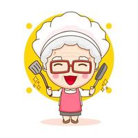 personnage de dessin animé mignon chef grand mère vecteur