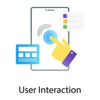 doigt glissant sur l'écran du smartphone représentant le vecteur d'interaction de l'utilisateur dans un style dégradé