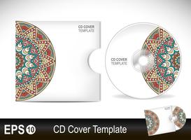 Modèle de conception de couverture de CD en style ethnique vecteur