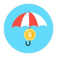 dollar protégé par un parapluie représentant le concept d'icône d'assurance financière vecteur