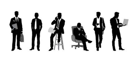 silhouettes d'hommes d'affaires individuels vecteur