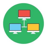 icône plate arrondie du réseau informatique vecteur