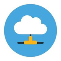 réseau cloud, icône plate arrondie de l'hébergement cloud vecteur