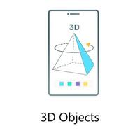 réalité augmentée à l'intérieur du mobile, vecteur de gradient plat d'objet 3d