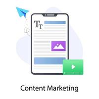 promotion de blogs en ligne, conception d'icônes de marketing de contenu vecteur