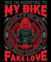 je suis accro à mon design de t-shirt vélo pour les amateurs de moto vecteur
