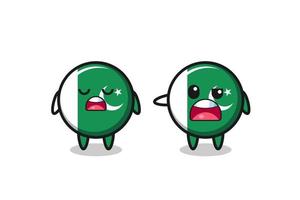 illustration de la dispute entre deux personnages mignons du drapeau du pakistan vecteur