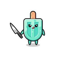 jolie mascotte de popsicles en tant que psychopathe tenant un couteau vecteur