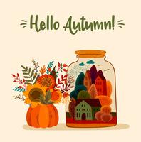 Illustration mignonne automne. Conception de vecteur pour carte, affiche, flyer