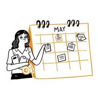 concept d'entreprise avec calendrier horaire organiser la routine quotidienne. vecteur