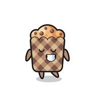 illustration de dessin animé muffin avec une expression timide vecteur