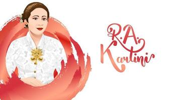 jour kartini, ra kartini les héros des femmes et des droits de l'homme en indonésie. fond de conception de modèle de bannière - vecteur