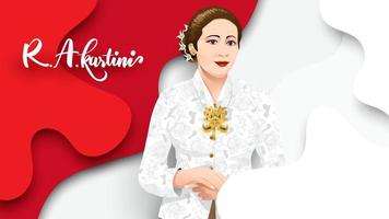jour kartini, ra kartini les héros des femmes et des droits de l'homme en indonésie. fond de conception de modèle de bannière - vecteur