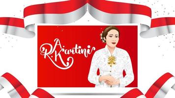 jour kartini, ra kartini les héros des femmes et des droits de l'homme en indonésie. fond de conception de modèle de bannière - vecteur