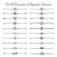 ensemble d'éléments calligraphiques décoratifs pour la décoration. illustration vectorielle à la main. vecteur