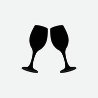 icône acclamations isolé sur fond blanc. silhouette de deux verres à vin. vecteur