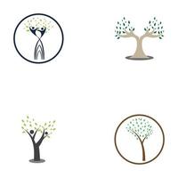 modèle de conception de concept de logo arbre et bois humain vecteur