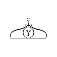 logo vectoriel de mode. logo du cintre. logo de la lettre y. emblème de tailleur. icône de garde-robe - dessin vectoriel