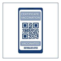 écran de smartphone à icône simple avec code qr du certificat de vaccination électronique contre l'infection à coronavirus covid-19. application mobile de passeport santé. pandémie. affiche vecteur