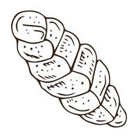 illustration dessinée à la main de kalach, pain traditionnel d'europe de l'est dans un style vintage gravé. isolé sur blanc. vecteur