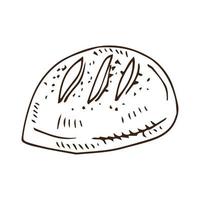 dessin vectoriel de pain. croquis de produits de boulangerie. illustration de nourriture vintage pour magasin, étiquette de maison de pain, menu ou conception d'emballage.