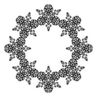 cadre à motifs ronds. motif damassé rond avec place pour le texte. cadre avec arabesques. noir et blanc. ornement pour la décoration de cartes et d'invitations. vecteur