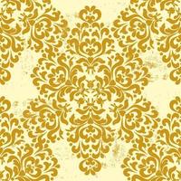 ornement damassé d'or. fond minable vintage sans soudure. ornement oriental avec grunge et éraflé. pour la conception de mur, de menus, d'invitations de mariage ou d'étiquettes, pour la découpe laser, la marqueterie. vecteur