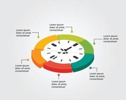 modèle de temps pour infographie pour présentation pour 6 éléments vecteur