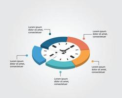 modèle de temps pour infographie pour présentation pour 5 éléments vecteur