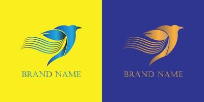 logo oiseau dégradé bleu et or adapté à votre marque vecteur