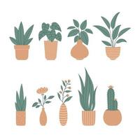 ensemble de plantes d'intérieur clipart illustration vectorielle plane vecteur