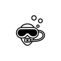 masque de plongée, tuba, maillots de bain, modèle de logo d'illustration vectorielle d'icône de ligne solide de plongée en apnée. adapté à de nombreuses fins. vecteur