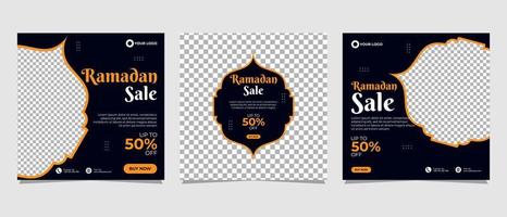 modèle de promotion de bannière de publication de médias sociaux de vente de ramadan vecteur