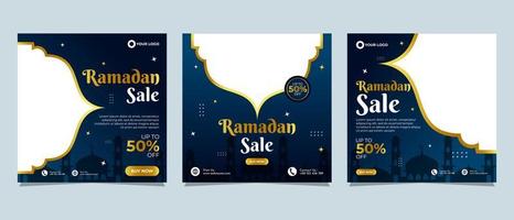 modèle de promotion de bannière de publication de médias sociaux de vente de ramadan vecteur