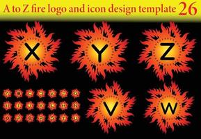 feu a à z lettre logo et modèle de conception d'icônes vecteur