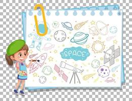 doodle dessiné à la main de l'icône de l'espace vecteur