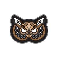 imprimé de visage de hibou coloré dans un style bohème. isolé. bon pour les vêtements et les textiles. illustration vectorielle. vecteur