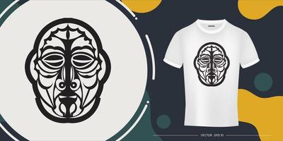 le visage du guerrier sous la forme de motifs maoris. un modèle prêt à l'emploi pour votre impression sur un t-shirt, une tasse ou un étui mobile. vecteur