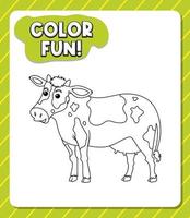 modèle de feuilles de calcul avec texte amusant en couleur et contour de vache vecteur