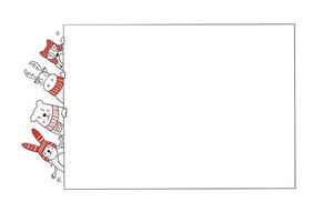 carte de voeux de noël avec des animaux stylisés en vêtements d'hiver. ajoutez votre propre texte avec des souhaits