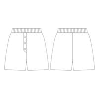 pantalon court élastique modèle avec bouton illustration vectorielle design plat contour vêtements vecteur