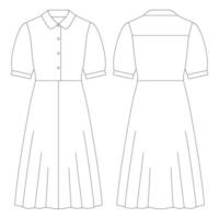 modèle robe avec manches bouffantes vector illustration design plat contour vêtements