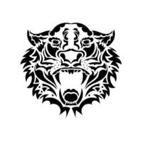 colère du tigre. tatouage noir. illustration vectorielle d'une tête de tigre. vecteur