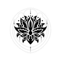 tatouage de fleur de lotus, yoga ou élément décoratif zen dans le style bohème. vecteur